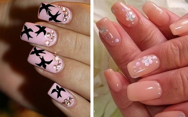 розовый дизайн ногтей со стразами фото