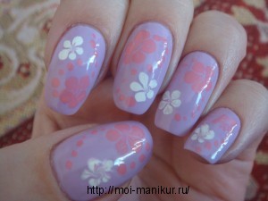 Дизайн ногтей с помощью иголки "Зимние цветы".