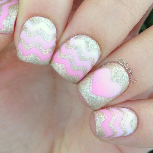 golden-and-pink-naildesign-for-14-february