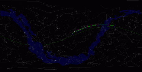 Путь астероида 2005 YU55 по московскому небу