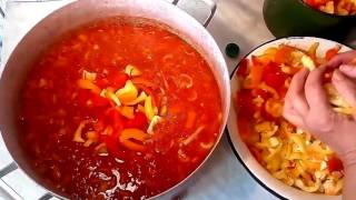 Очень вкусное лечо, из болгарского перца, моркови, лука и помидоров