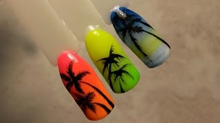 Дизайн ногтей : Пальмы на градиенте