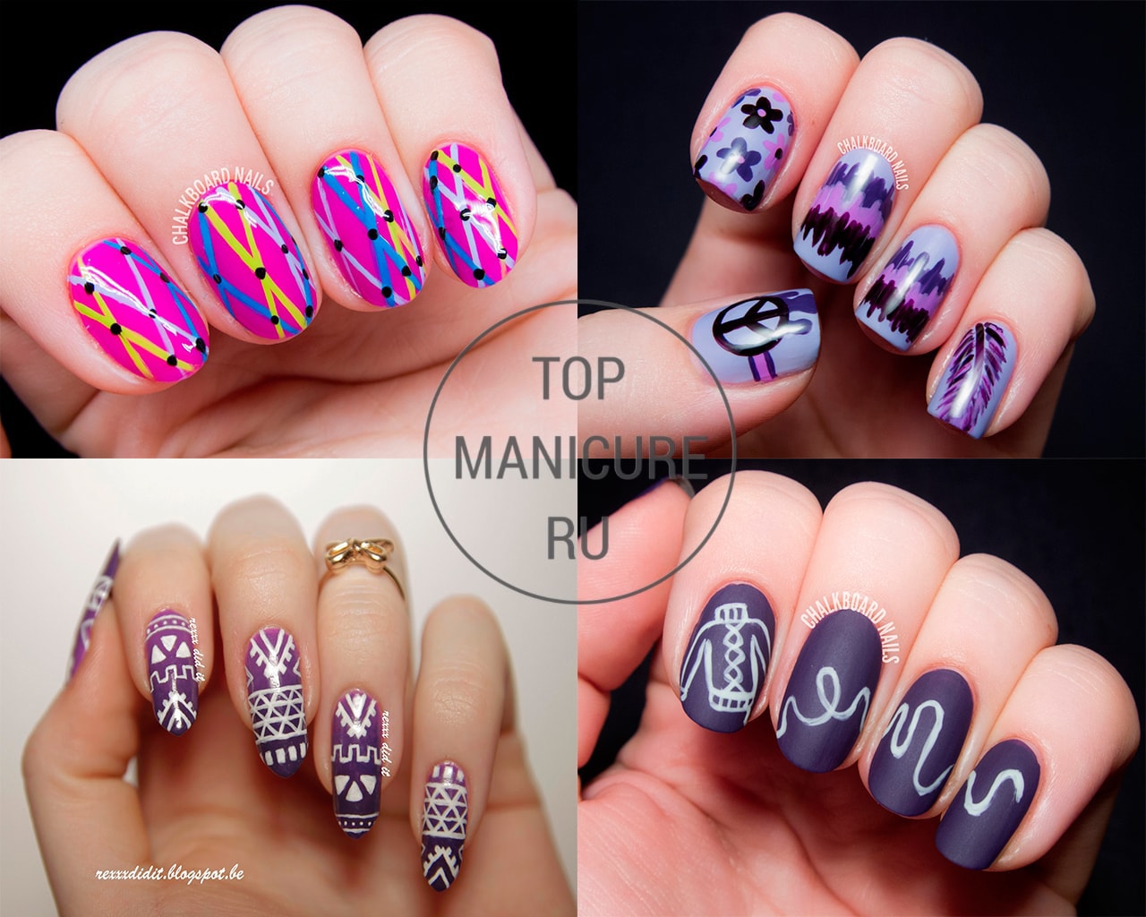 Фиолетовый дизайн ногтей