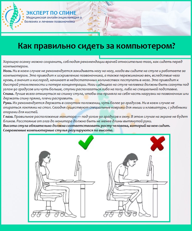 Как правильно сидеть за компьютером?