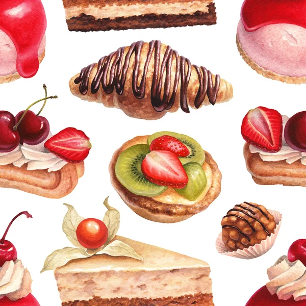 Акварельные иллюстрации десерты — стоковое фото