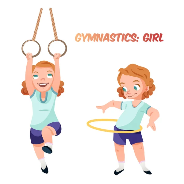 Девушка делает гимнастические упражнения векторные иллюстрации — стоковый вектор